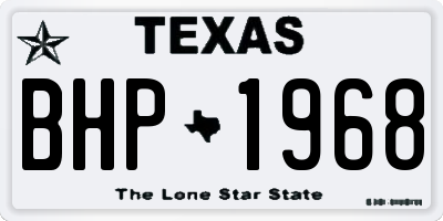 TX license plate BHP1968