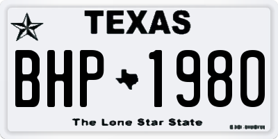 TX license plate BHP1980