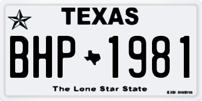 TX license plate BHP1981