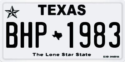 TX license plate BHP1983
