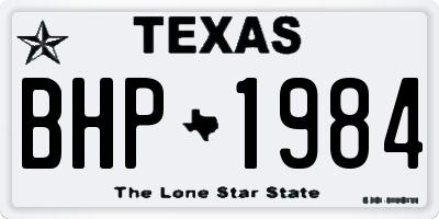 TX license plate BHP1984