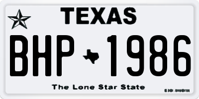 TX license plate BHP1986
