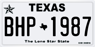 TX license plate BHP1987