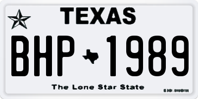 TX license plate BHP1989