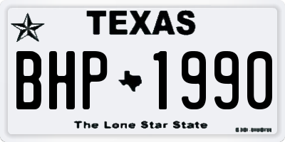 TX license plate BHP1990