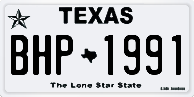 TX license plate BHP1991