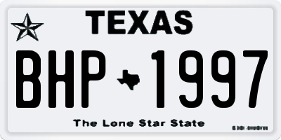 TX license plate BHP1997