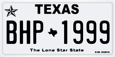 TX license plate BHP1999