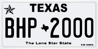 TX license plate BHP2000