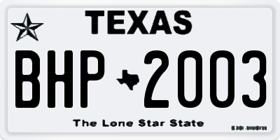 TX license plate BHP2003