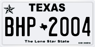 TX license plate BHP2004