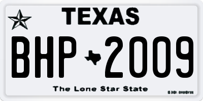 TX license plate BHP2009