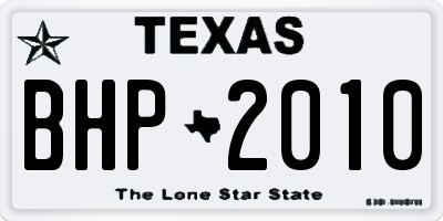 TX license plate BHP2010