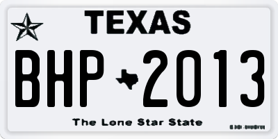 TX license plate BHP2013