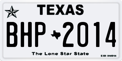 TX license plate BHP2014