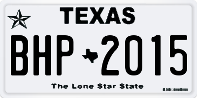 TX license plate BHP2015