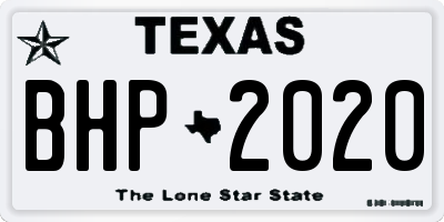 TX license plate BHP2020