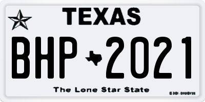 TX license plate BHP2021