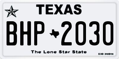 TX license plate BHP2030