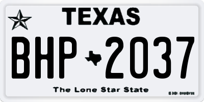 TX license plate BHP2037