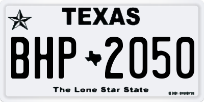 TX license plate BHP2050