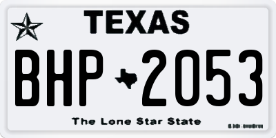 TX license plate BHP2053