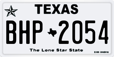 TX license plate BHP2054