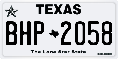TX license plate BHP2058