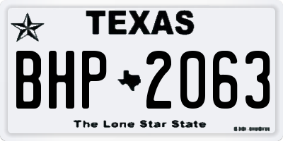 TX license plate BHP2063