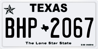 TX license plate BHP2067