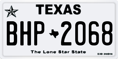 TX license plate BHP2068