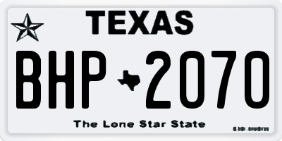 TX license plate BHP2070
