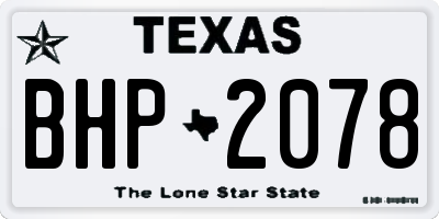 TX license plate BHP2078