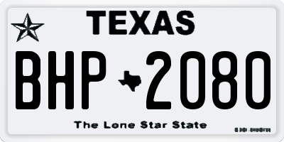 TX license plate BHP2080