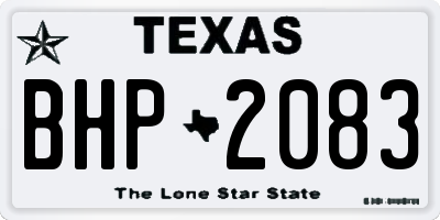TX license plate BHP2083