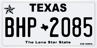 TX license plate BHP2085