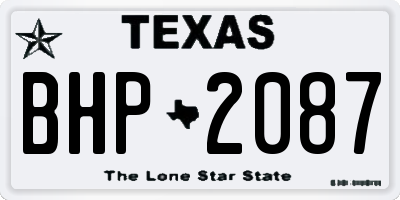 TX license plate BHP2087