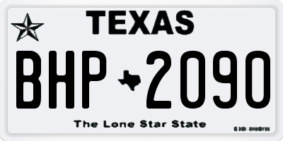 TX license plate BHP2090