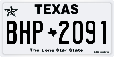 TX license plate BHP2091