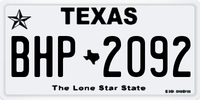 TX license plate BHP2092