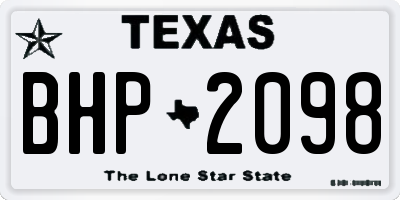 TX license plate BHP2098