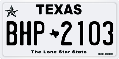 TX license plate BHP2103