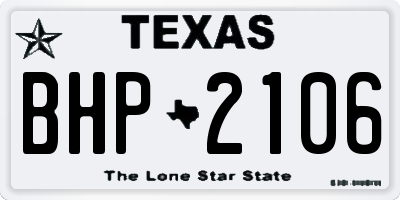 TX license plate BHP2106