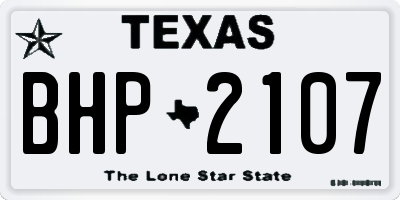 TX license plate BHP2107