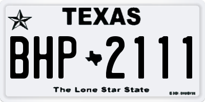 TX license plate BHP2111