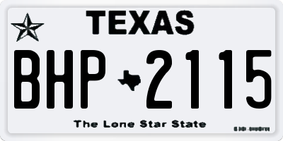 TX license plate BHP2115