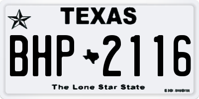 TX license plate BHP2116