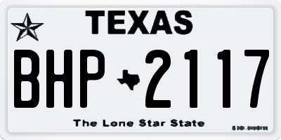 TX license plate BHP2117