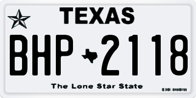 TX license plate BHP2118