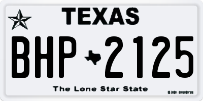 TX license plate BHP2125